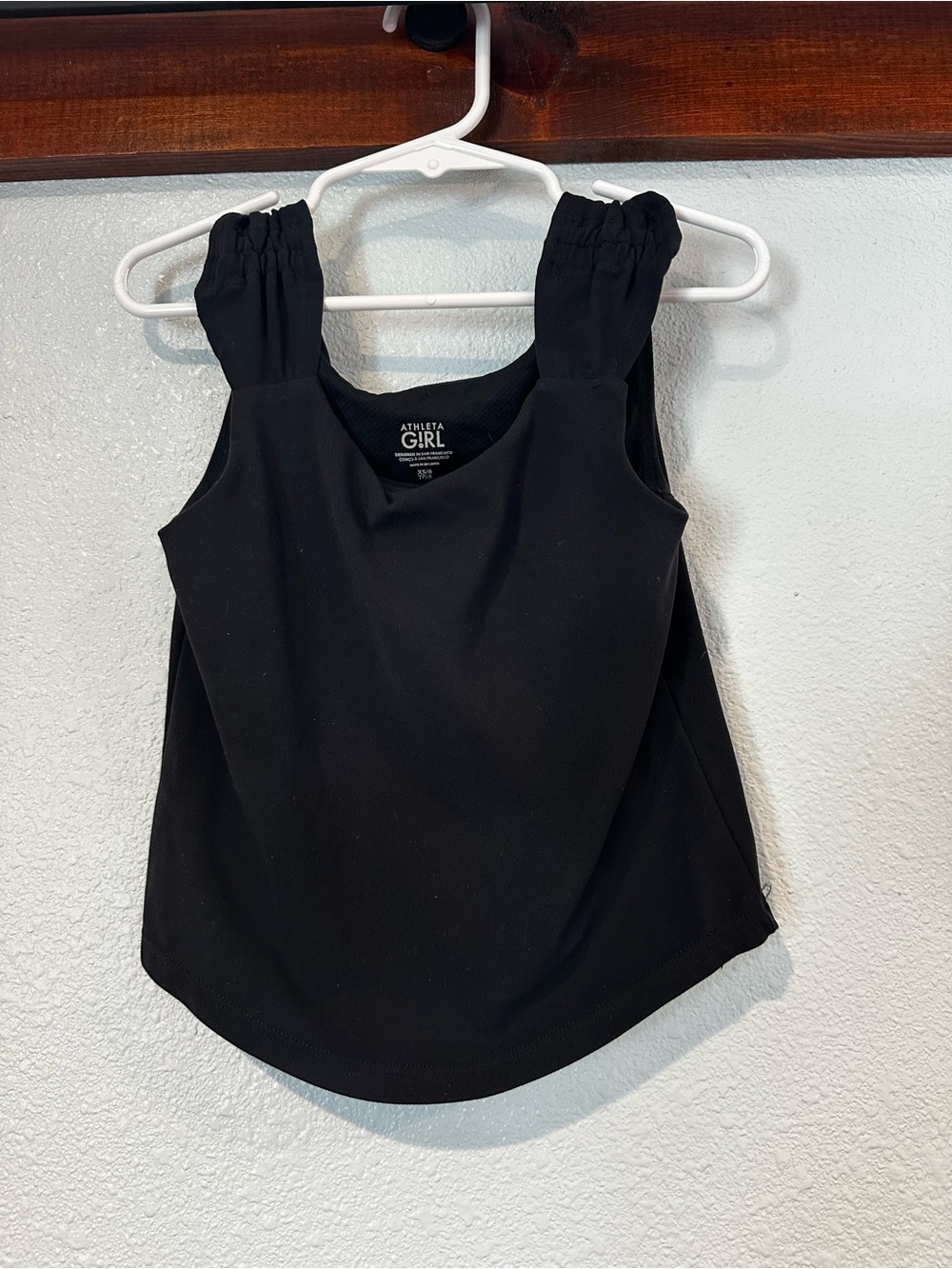 Athleta Girl Black Girls Ruched-Shoulder Tank Top Size XS (6)